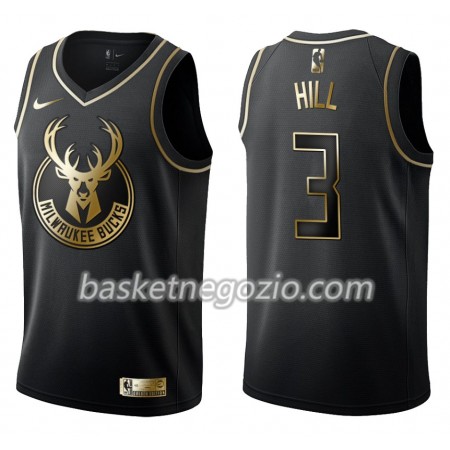 Canotte Uomo Milwaukee Bucks George Hill 3 Nike Nero Golden Edition Swingman
